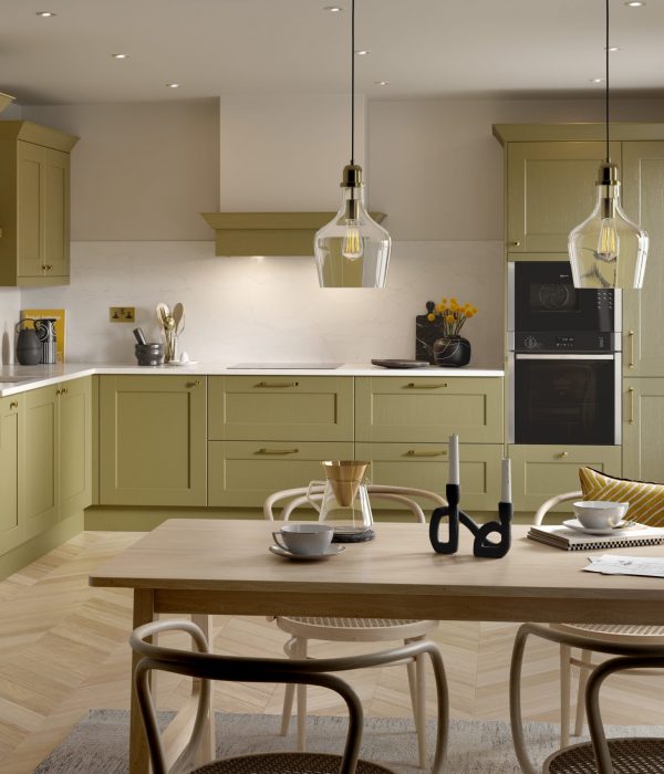 Belsay shaker style kitchen in a paint to order Olive
